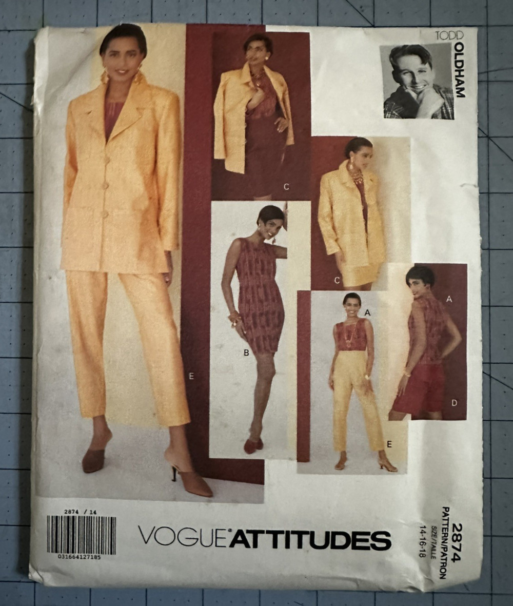 Vogue 2874 UNCUT Sewing Pattern, Misses' Petite Jacket, Size 14-18, Oldham